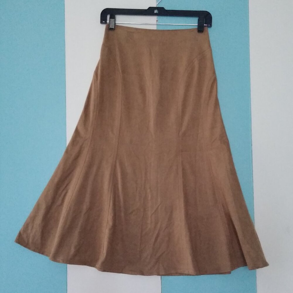 Liz Claiborne Tan A-Line Suede-Look Skirt